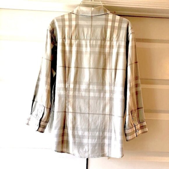 BURBERRY London Grey House Check Button-down Shirt 3\4-Sleeve XL MSRP $600 - Picture 4 of 6